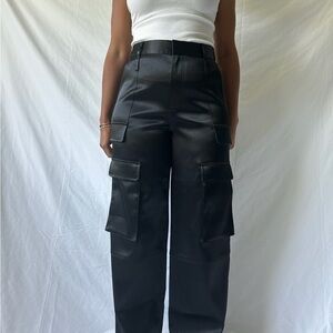 Satin straight cargo pants
